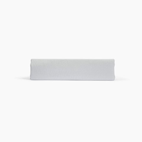 Avec linen classic top sheet in fog folded neatly on a white background