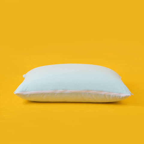 A GIF of the zippered gusset on a Slumber Cloud Adjustable UltraCool Pillow on a cream background
